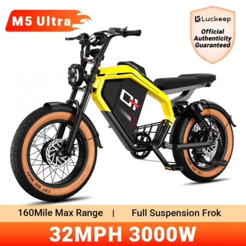 Luckeep M5 Ultra Electric Bike for Adults/Teen, 3000W Peak Dual Motor, 52V 40Ah Dual Battery,160 Miles 32MPH