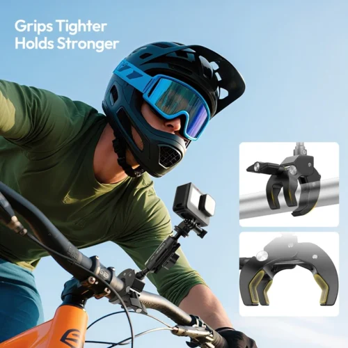 Ulanzi R105 Bicycle Rail Mount Clamp 360° Adjustable Knob with 1/4" Mount for Insta360 Action Camera Monitor Photography Light