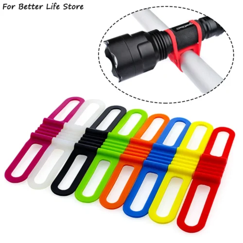 1Pc 10G Silicone Cycling Bike Bicycle Handlebar Strap Bandages Band Elastic Flashlight Mount Holder Light Good Toughness