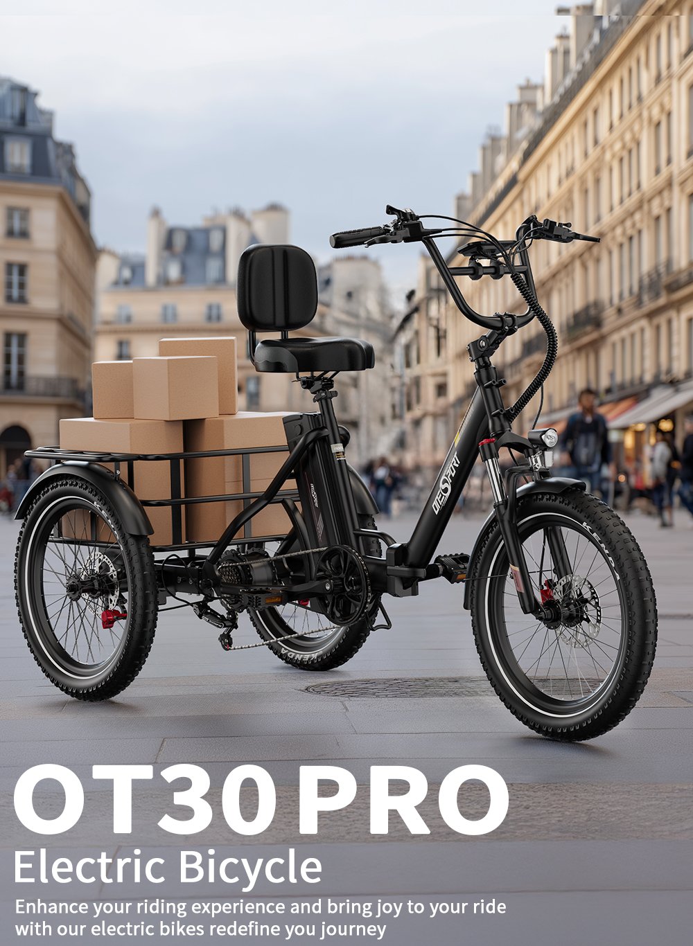 electric tricycle 500w motor foldable design large grocery basket 40km range