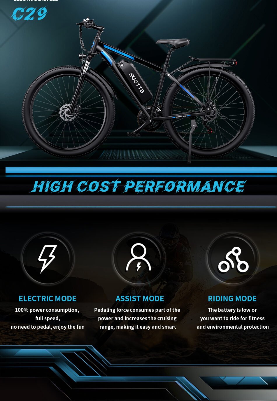 29 inch electric assist bicycle 750w motor 60km range urban commuter e bike