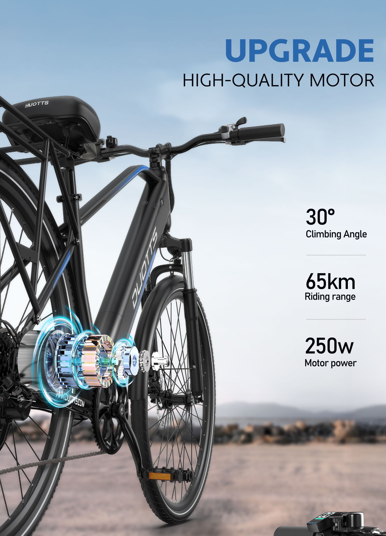 c29 lite 700cc electric bike with 65km range 250w motor & shimano 7 speed