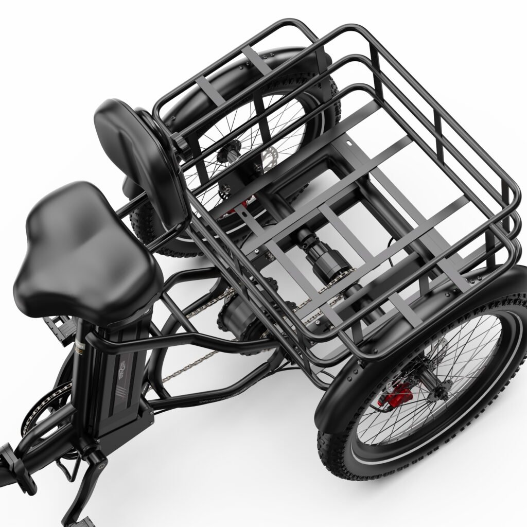 electric tricycle 500w motor foldable design large grocery basket 40km range