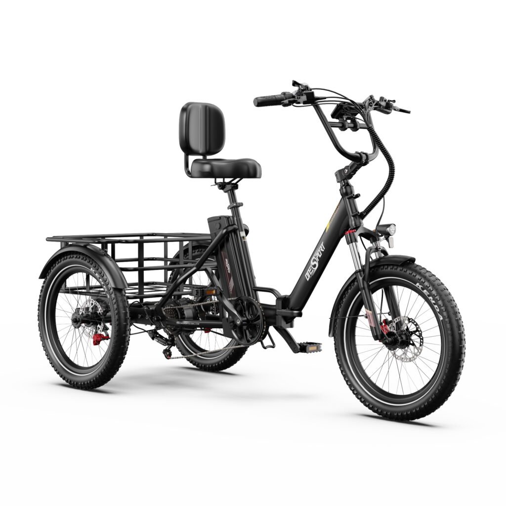 electric tricycle 500w motor foldable design large grocery basket 40km range