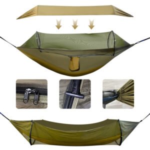 outdoor two person anti tip automatic quick open hammock with mosquito net