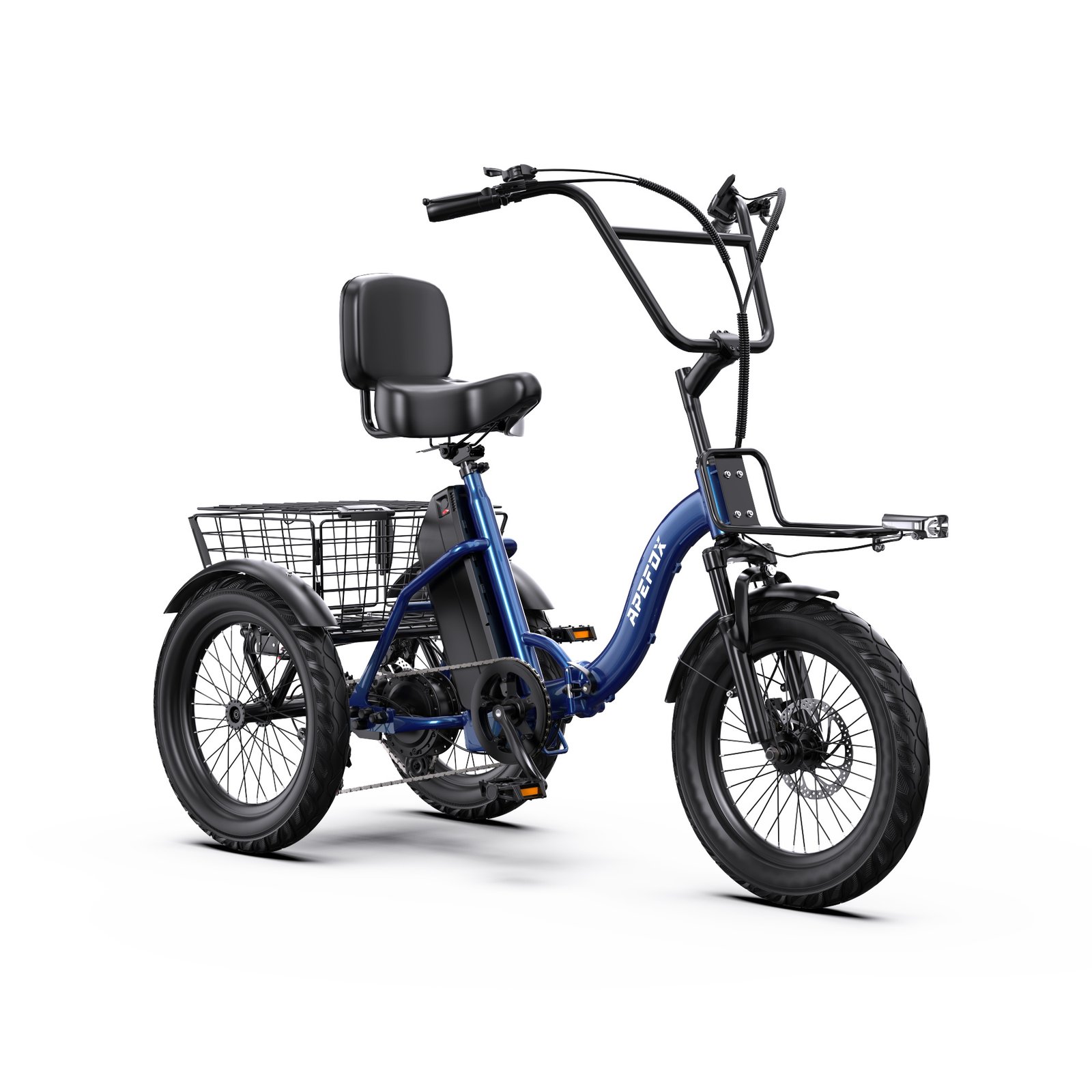 RH30 Foldable Electric Tricycle for Adults – 48V 500W Motor, 48V 15Ah Battery, 18"x3.0" Fat Tires, 7-Speed, 120kg Capacity, Up to 80km Range Folding Cargo E-Trike